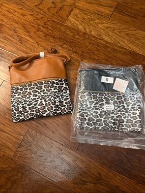 Women’s Leopard Print PU Crossbody Bag in Brown or Black